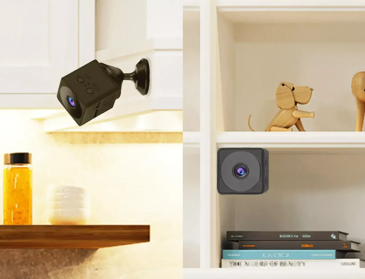 Dealeez mini camera placed on a shelf
