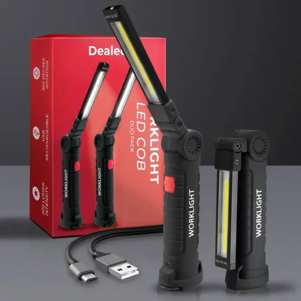Dealeez worklight, box and charging cable