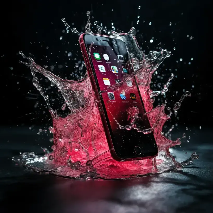 Phone immersed in water